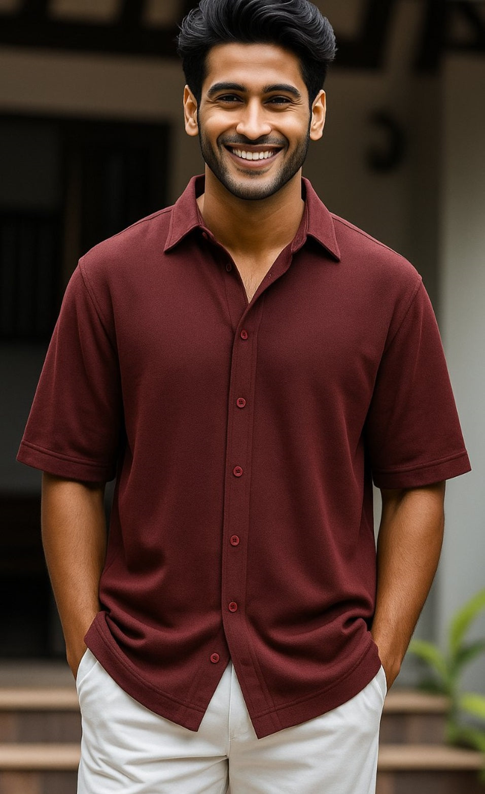 Unisex oversized Plain Knitted shirts Maroon 240 GSM Premium cotton | Dripsquadx