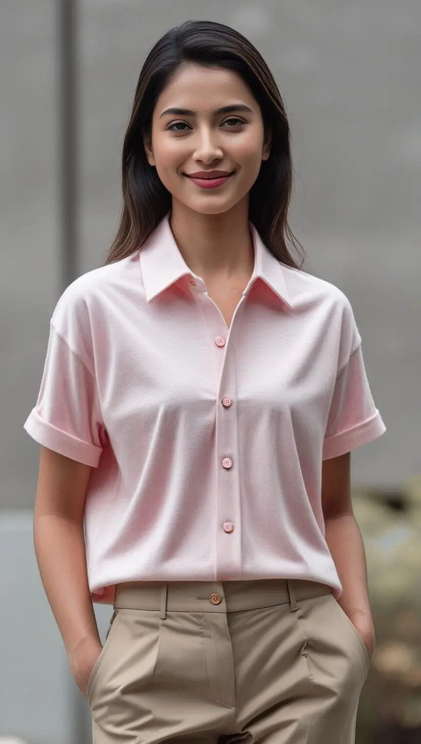 Unisex oversized Plain Knitted shirts Pink 240 GSM Premium cotton | Dripsquadx