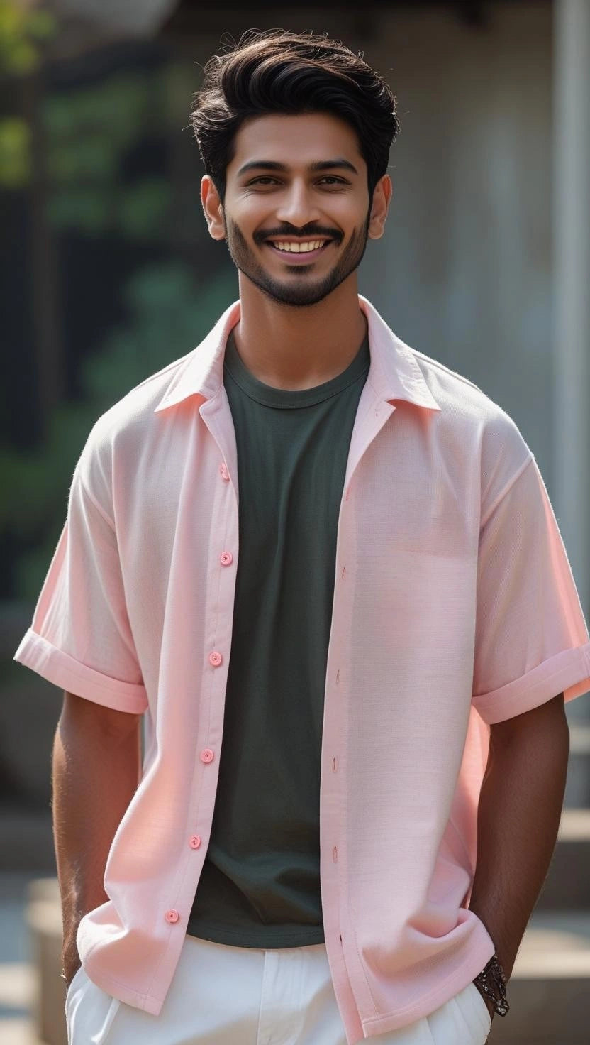 Unisex oversized Plain Knitted shirts Pink 240 GSM Premium cotton | Dripsquadx