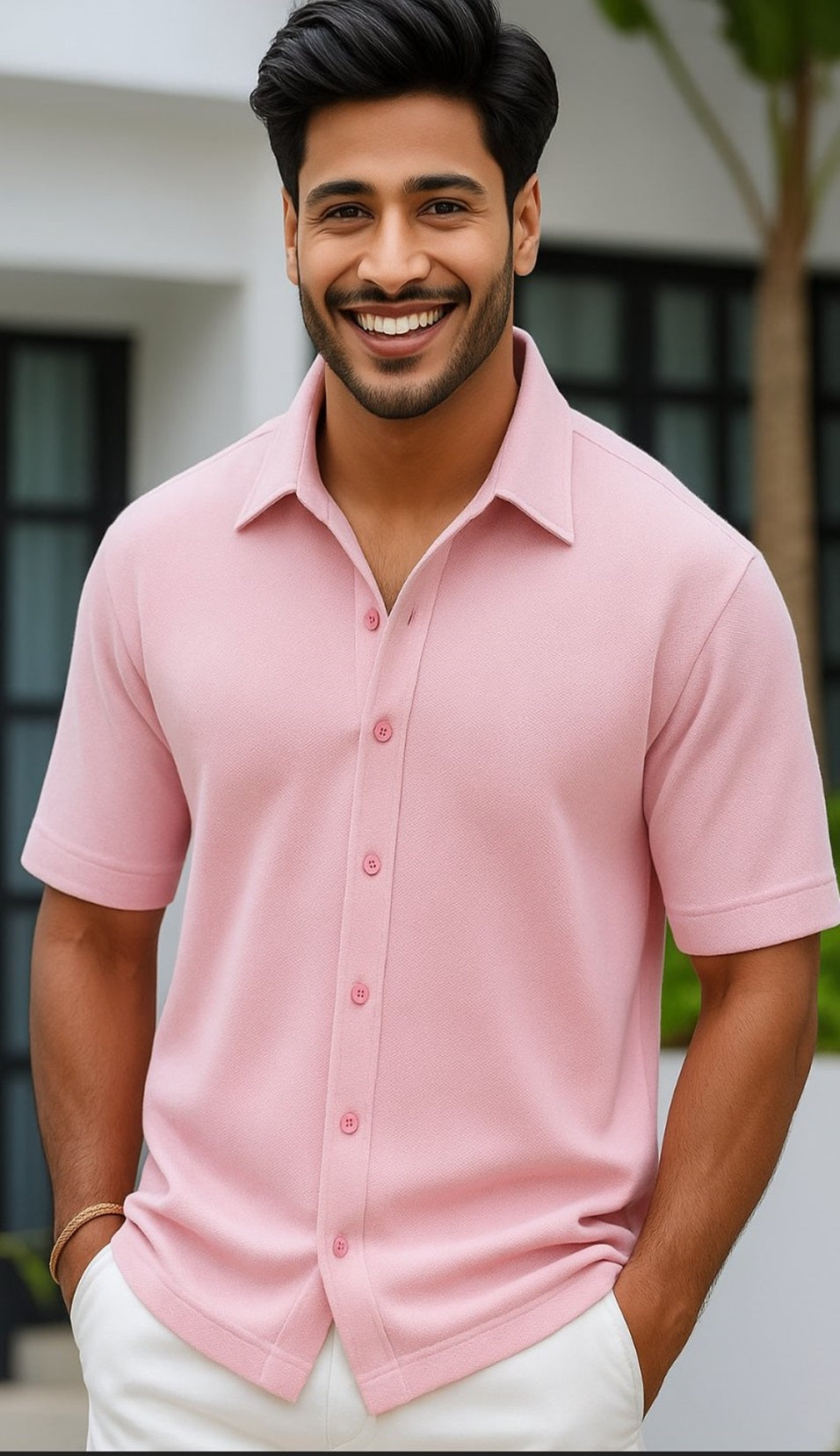 Unisex oversized Plain Knitted shirts Pink 240 GSM Premium cotton | Dripsquadx