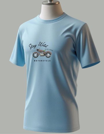 Cotton Stretch Stay Wild T-shirt Baby Blue Unisex Premium cotton | Dripsquadx