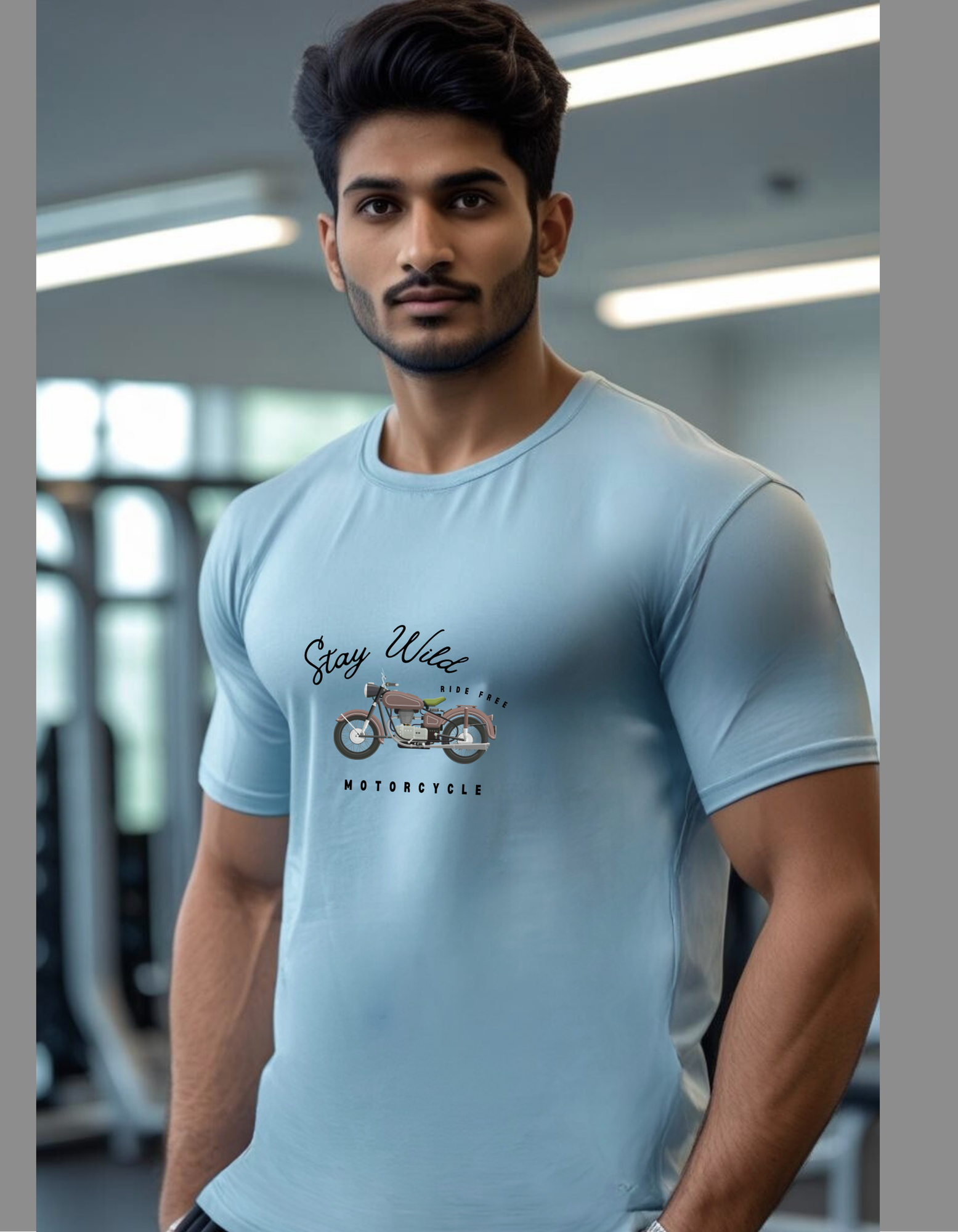 Cotton Stretch Stay Wild T-shirt Baby Blue Unisex Premium cotton | Dripsquadx