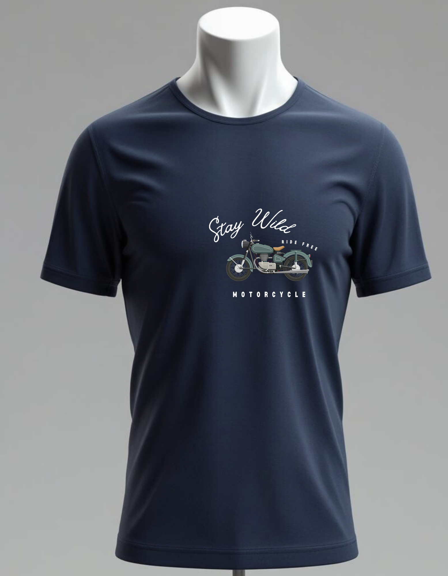 Cotton Stretch Stay Wild T-shirt Navy Blue Unisex Premium cotton | Dripsquadx