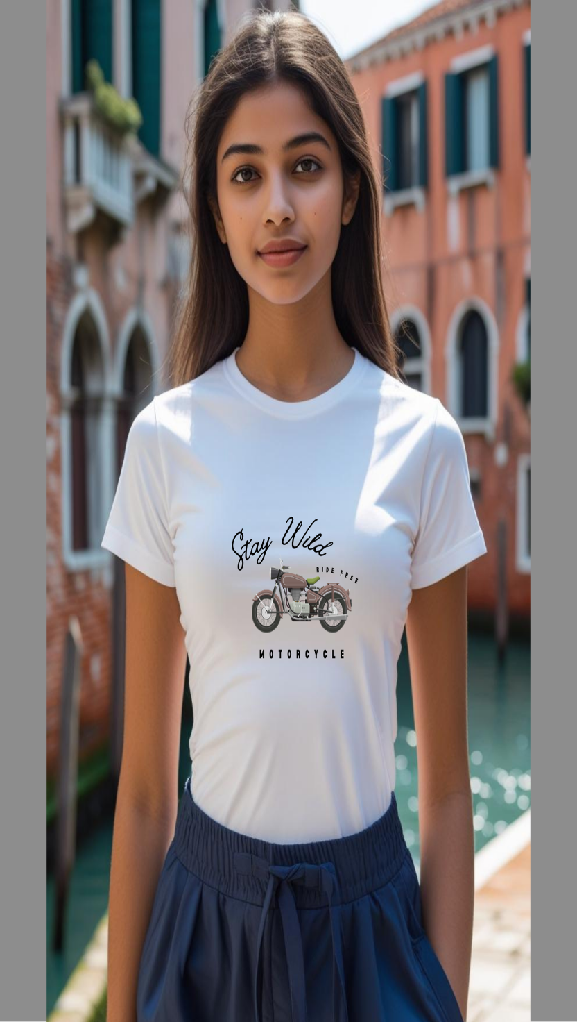 Cotton Stretch Stay Wild T-shirt White Unisex Premium cotton | Dripsquadx
