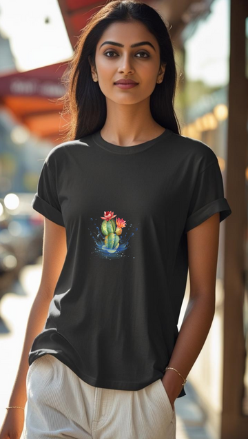 Unisex Hydro Cacti Supima T-shirts Black Premium cotton | Dripsquadx