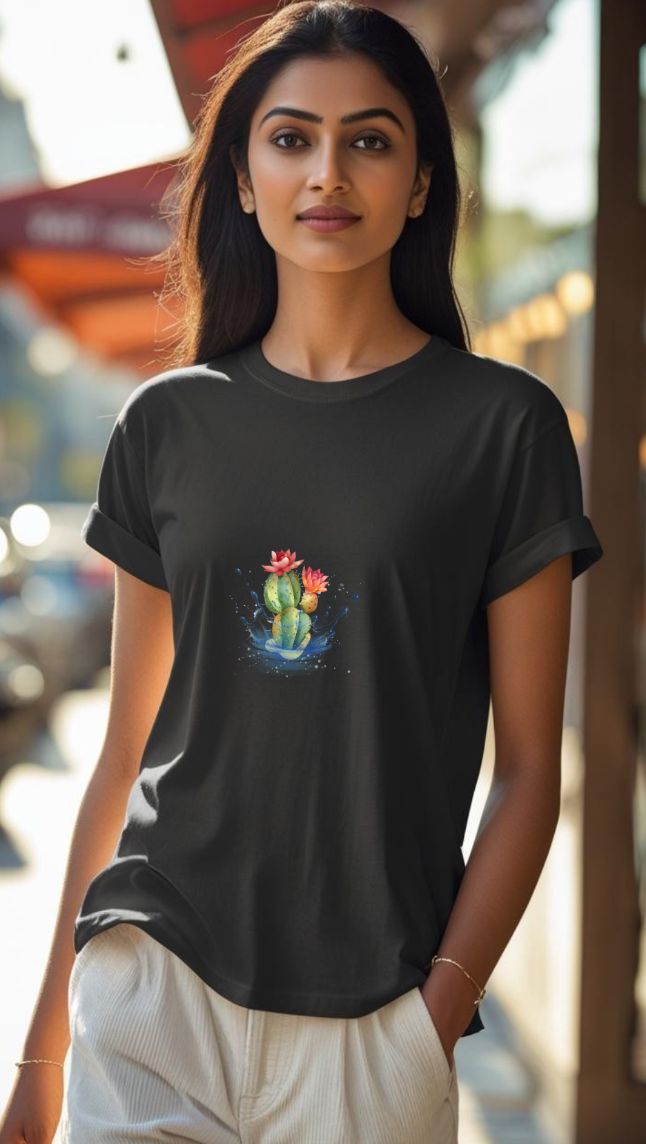 Unisex Hydro Cacti Supima T-shirts Black Premium cotton | Dripsquadx