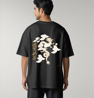 Drip SquadX Unisex Oversized Tshirt White Dragon