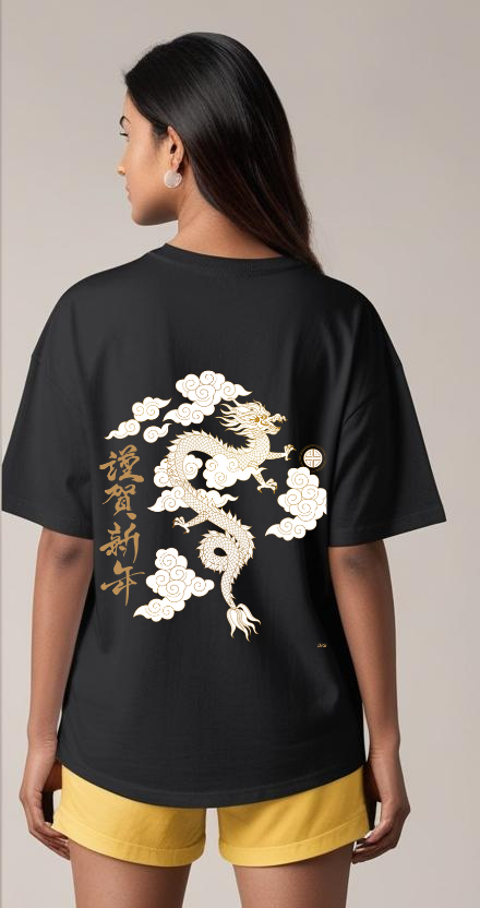 Drip SquadX Unisex Oversized Tshirt White Dragon