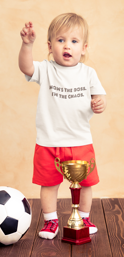 Drip SquadX "Mom Is Boss. I Am Chaos." – Toddler Tshirt with Double-Sided Fun