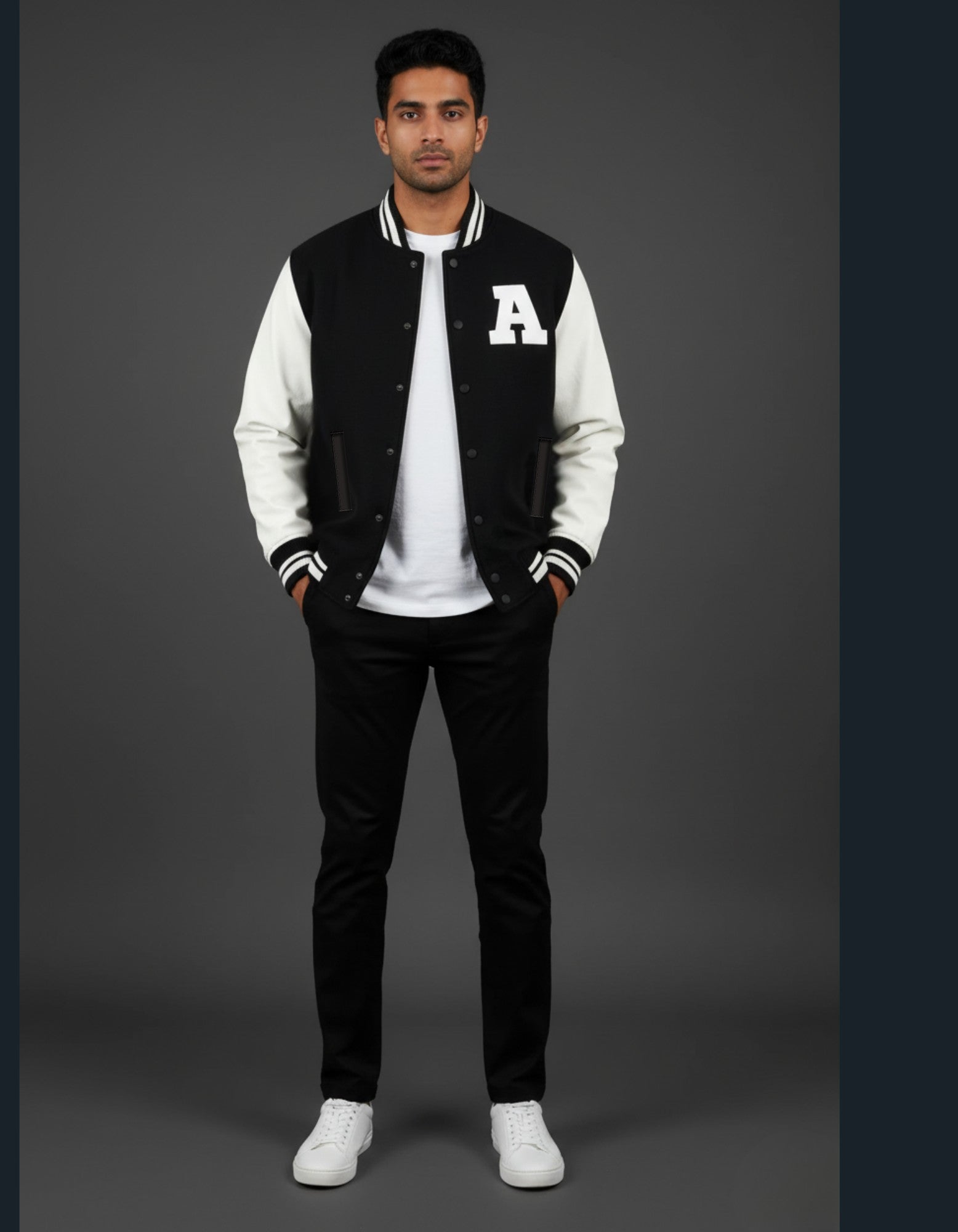 Unisex Letter A Varsity Jacket Black 320 GSM Premium cotton | Dripsquadx