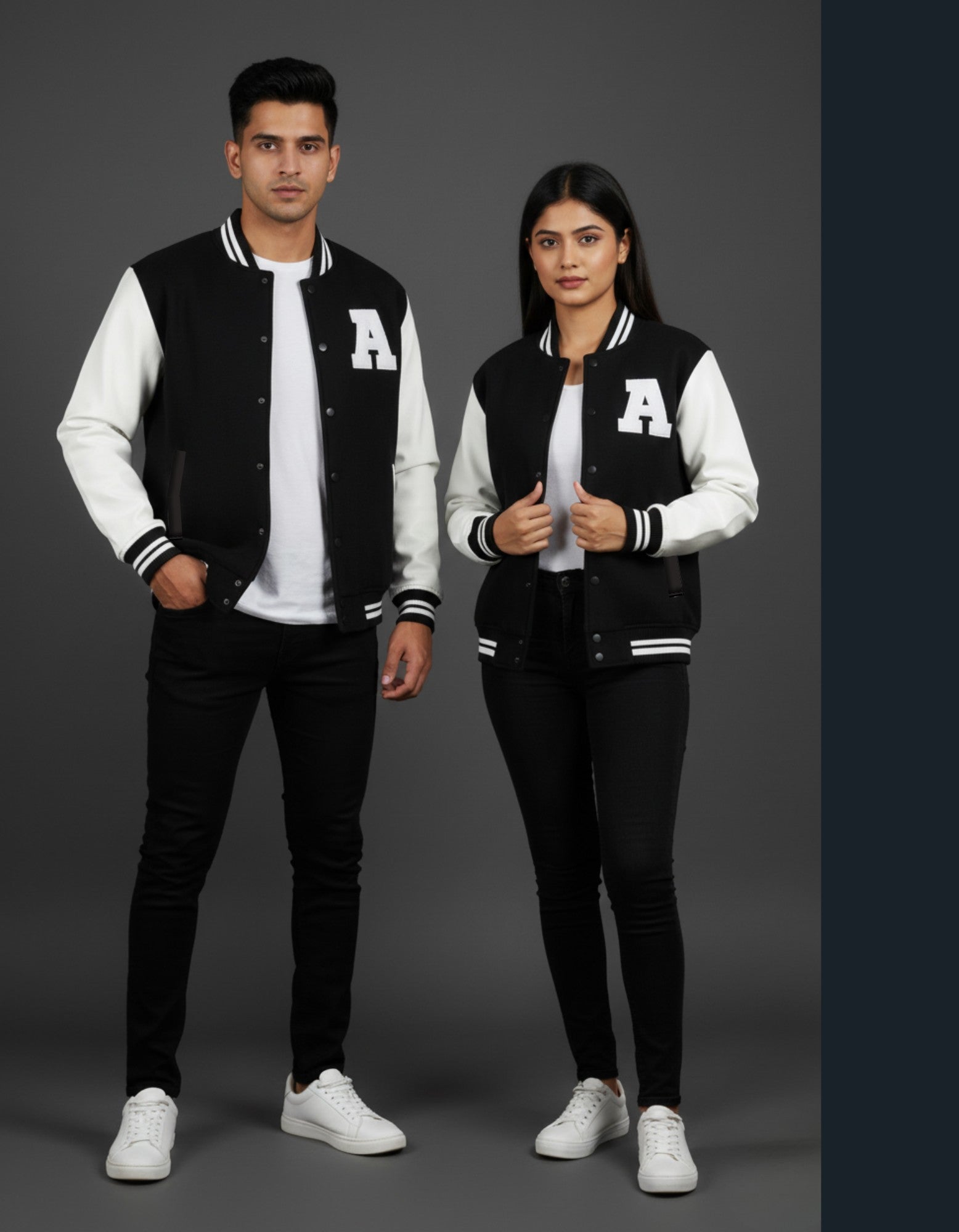 Unisex Letter A Varsity Jacket Black 320 GSM Premium cotton | Dripsquadx
