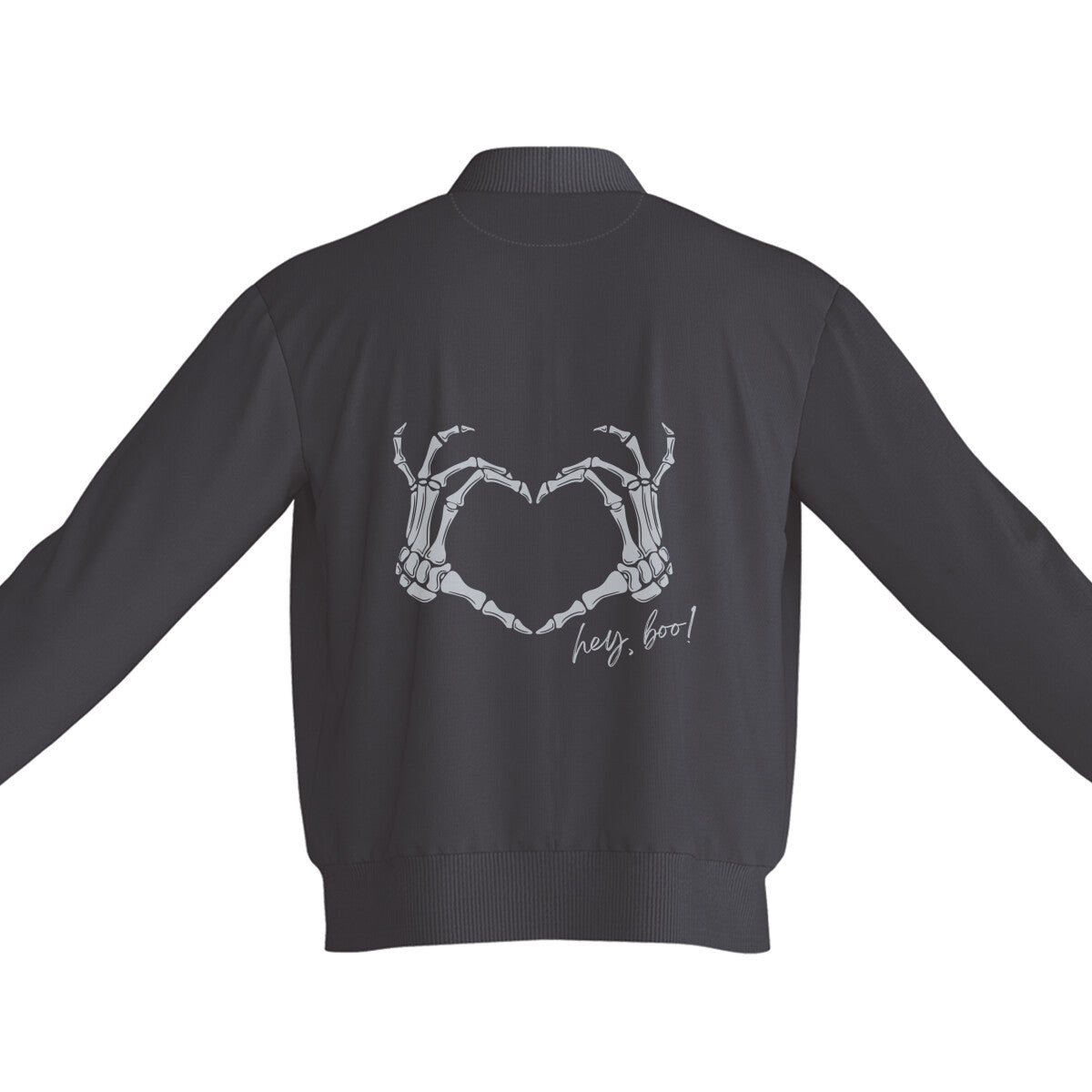 Unisex Hey Boo Bomber Jacket Black 240 GSM Premium cotton | Dripsquadx
