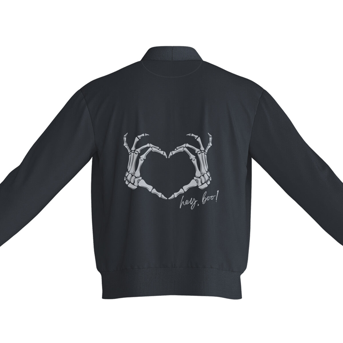 Unisex Hey Boo Bomber Jacket Black 240 GSM Premium cotton | Dripsquadx