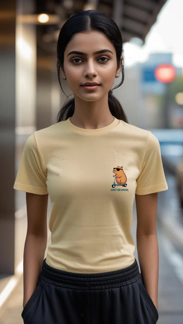 Unisex Just Be Cool Supima Beige T-shirts Premium cotton | Dripsquadx