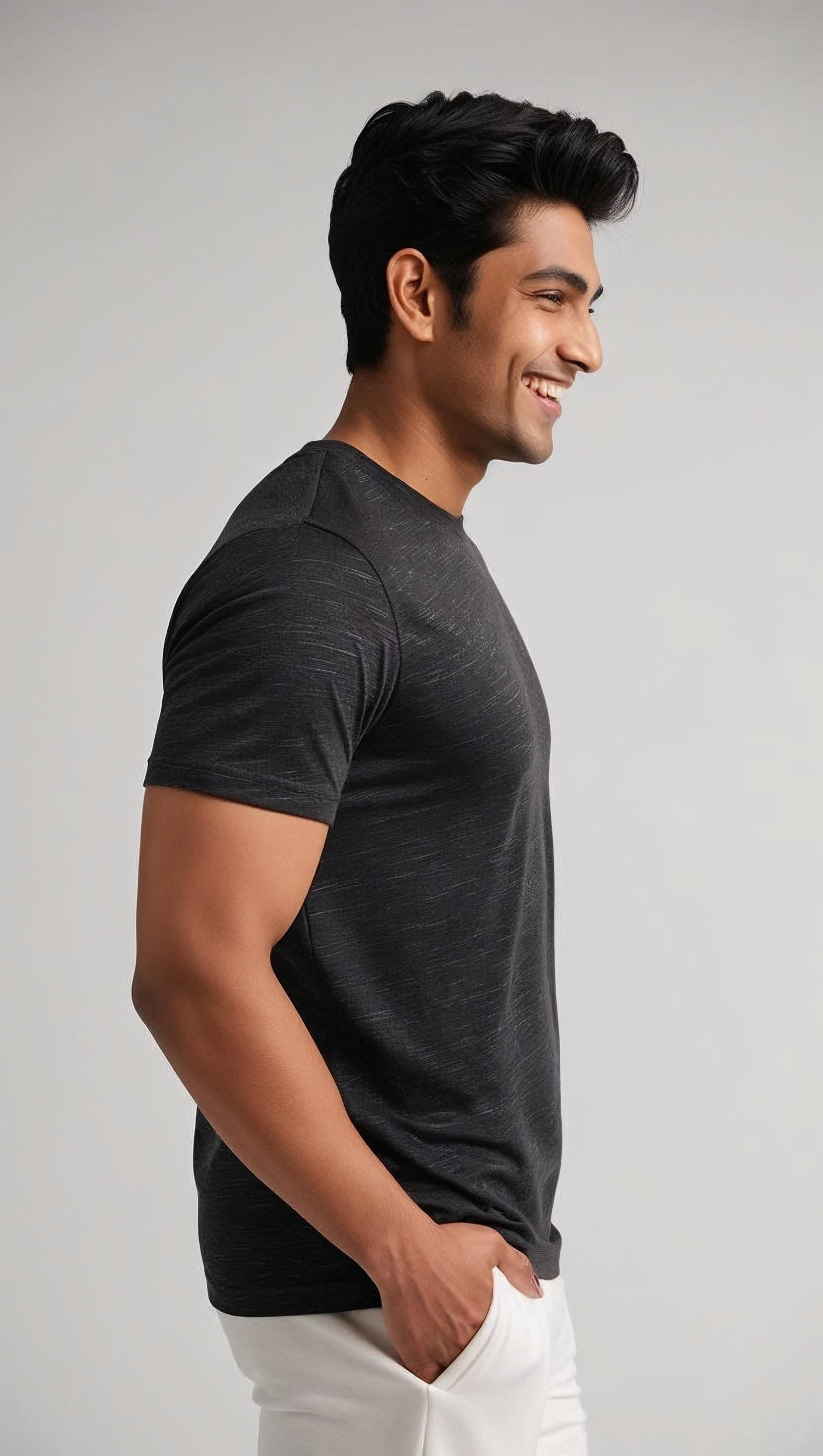 Black Melange Solid Tee | Eco Essential Drop – DripSquadX
