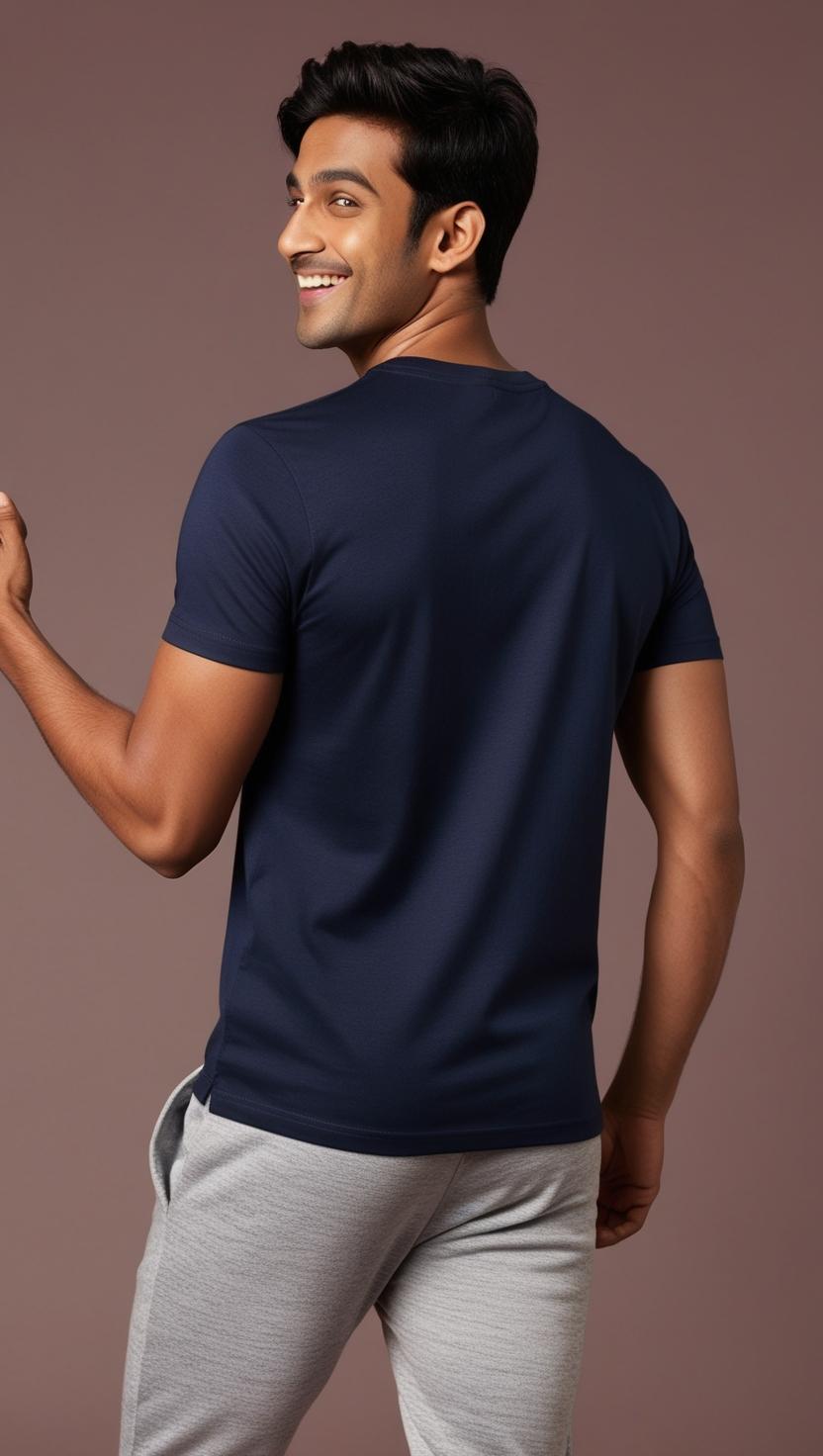 Navy Blue Solid Tee | Eco Essential Drop – DripSquadX