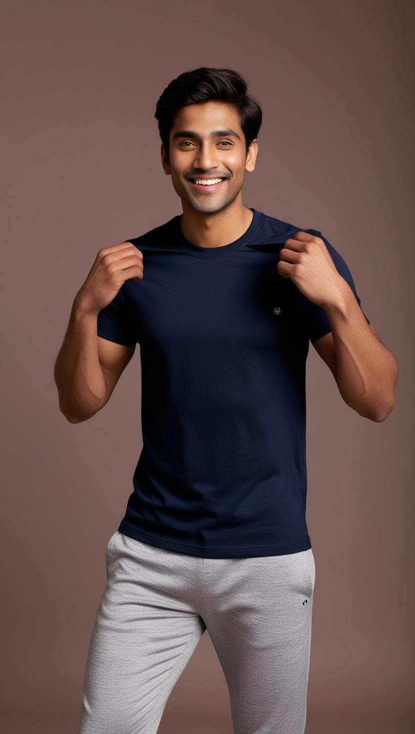 Navy Blue Solid Tee | Eco Essential Drop – DripSquadX