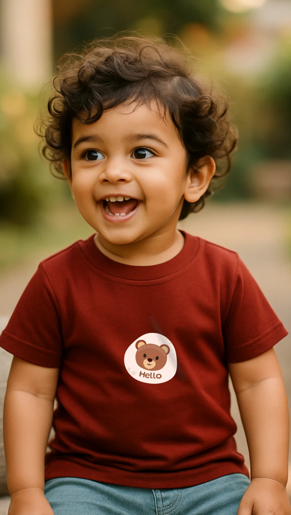 Toddler's Hello Teddy Premium Cotton Tshirt