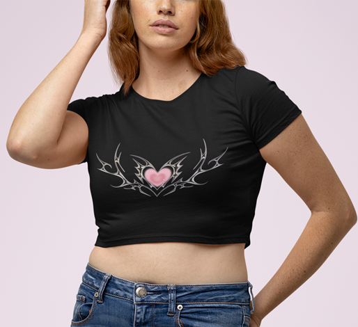 Drip SquadX Women Pink Heart Crop Top