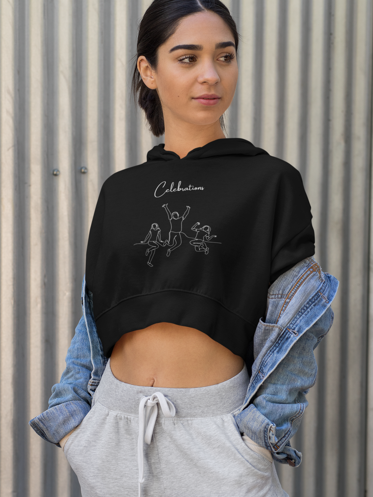 Regular Celebration Crop Hoodie 320 GSM Premium cotton | Dripsquadx