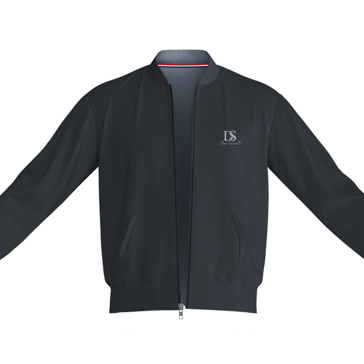 Unisex Logo Bomber Jacket Black 240 GSM Premium cotton | Dripsquadx
