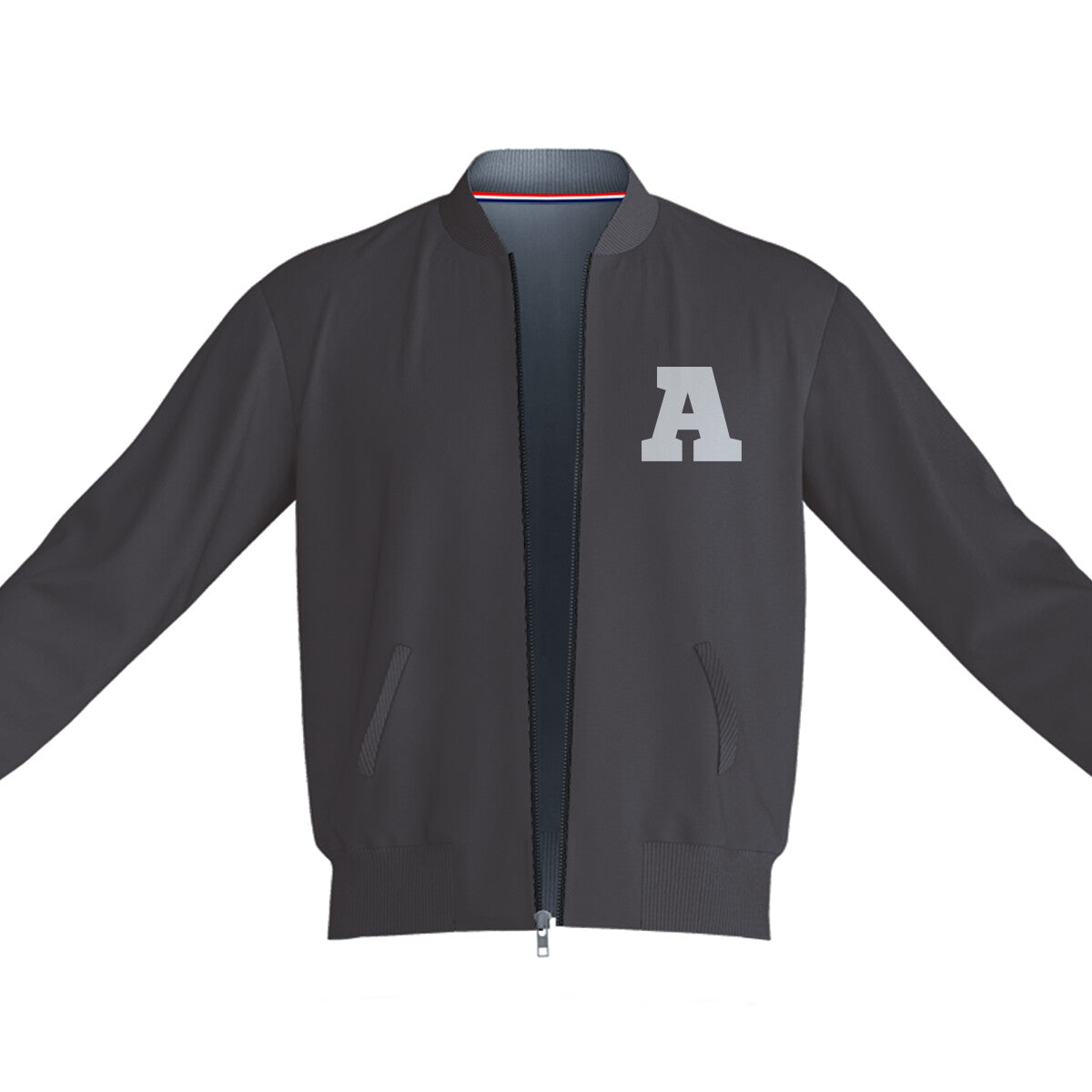Unisex Letter A Bomber Jacket Black 240 GSM Premium cotton | Dripsquadx