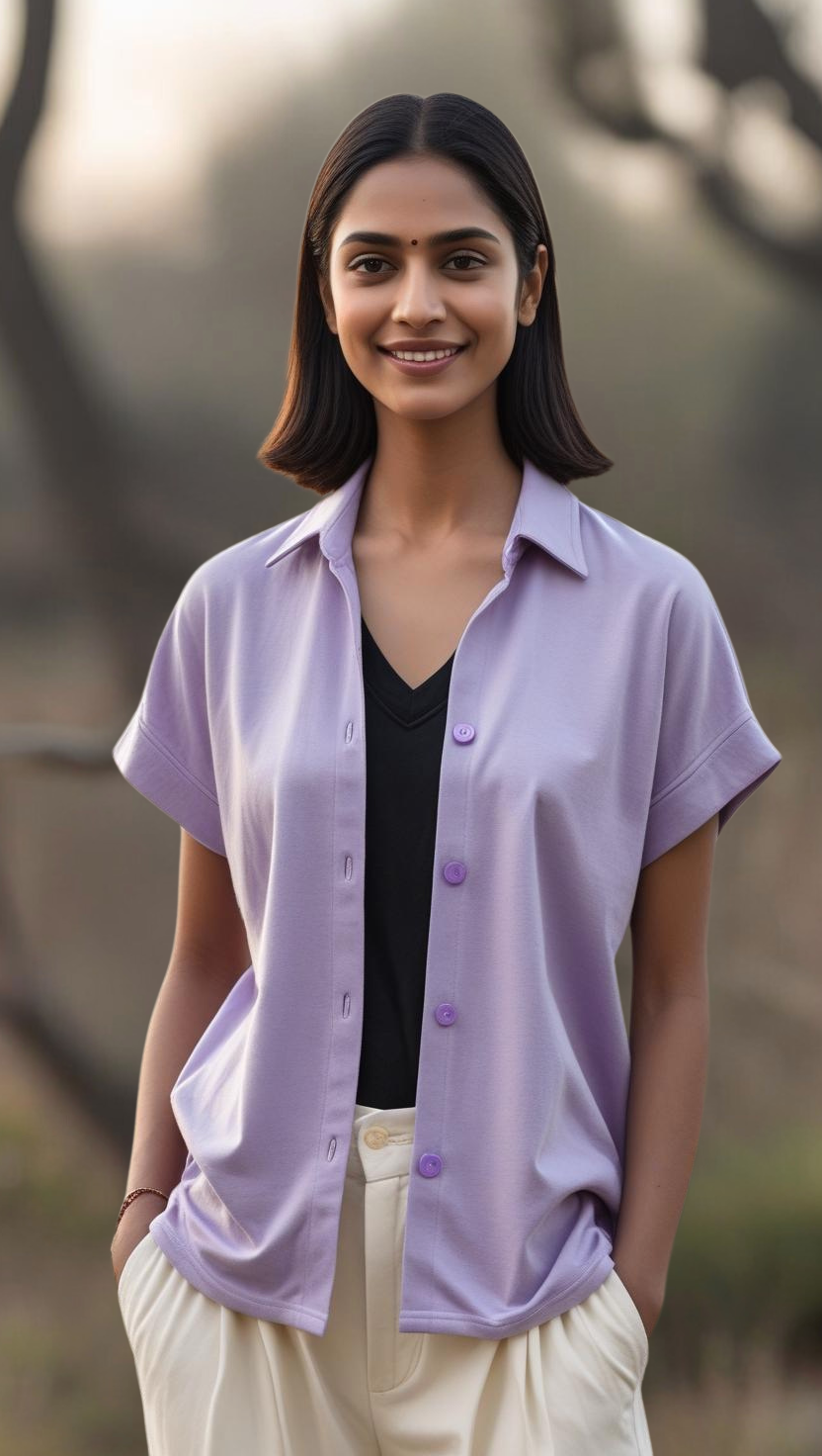 Unisex Oversized Plain Knitted shirts Lavender 240 GSM Premium cotton | Dripsquadx