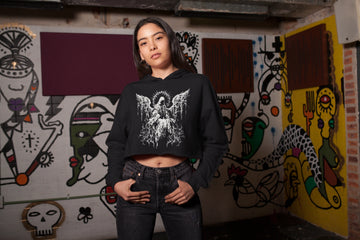 Regular Angel Crop Hoodie Black N More 320 GSM Premium cotton | Dripsquadx