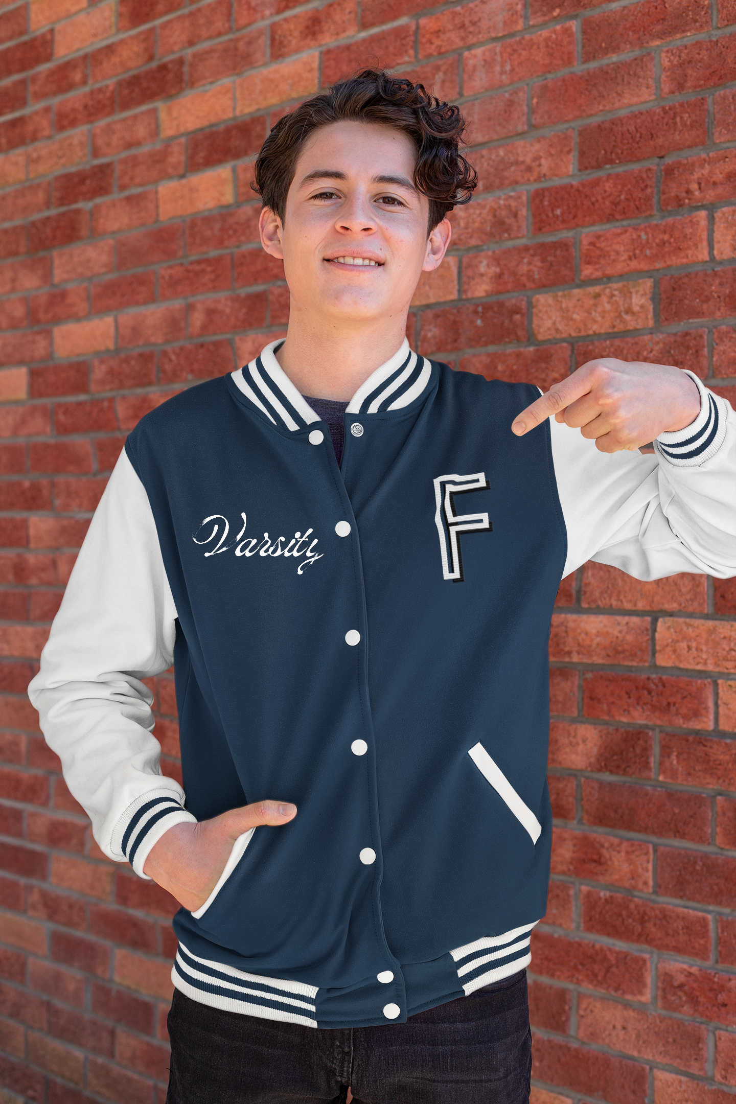 Unisex Letter F Varsity Jacket Black N Blue  300 GSM Premium cotton | Dripsquadx