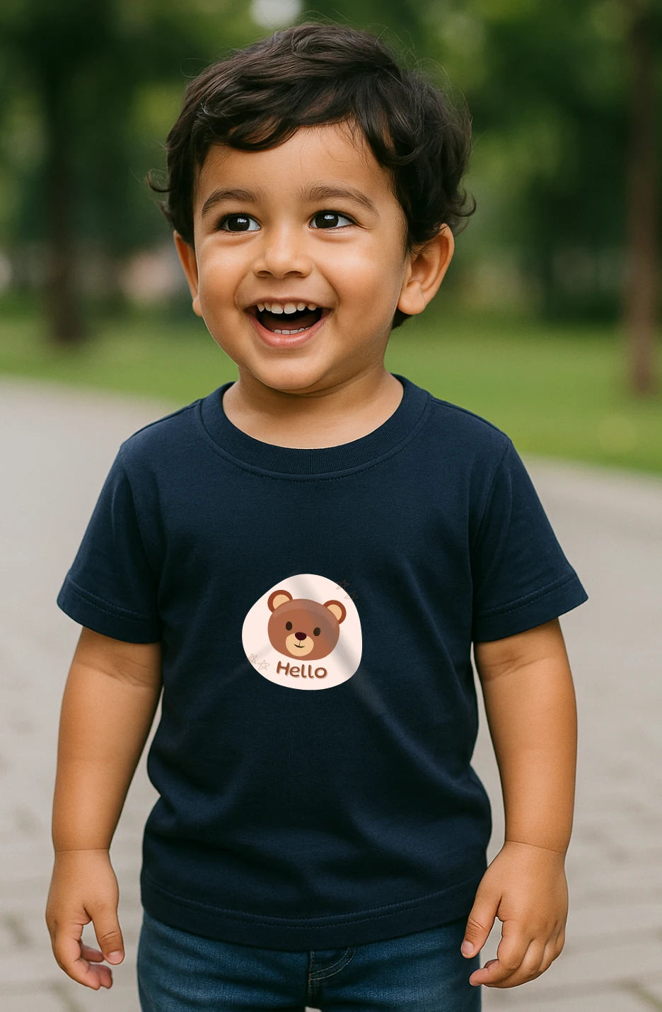 Toddler's Hello Teddy Premium Cotton Tshirt