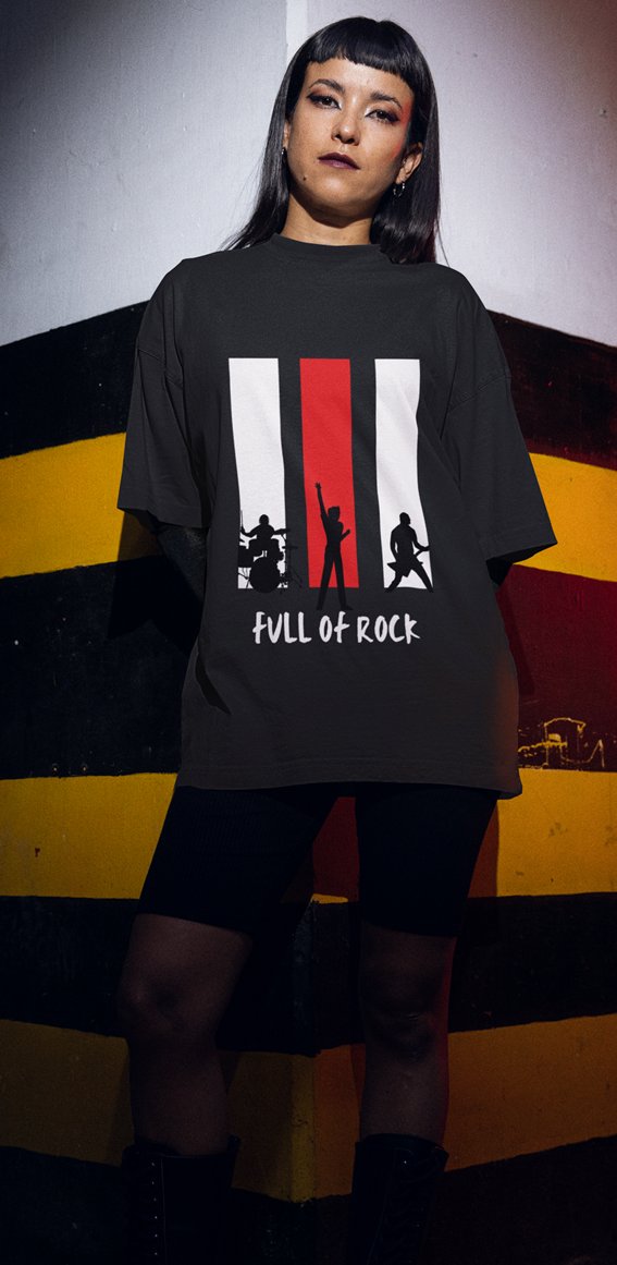 Drip SquadX Unisex Oversized Rock On Poly Cotton Tshirt