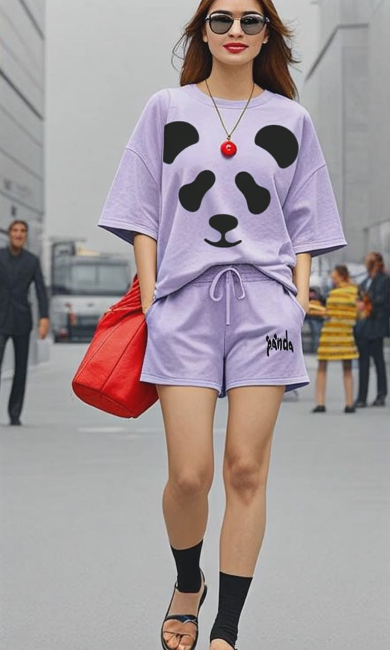 DripSquadx Unisex Premium French Terry Panda Lavender Co-ord Set