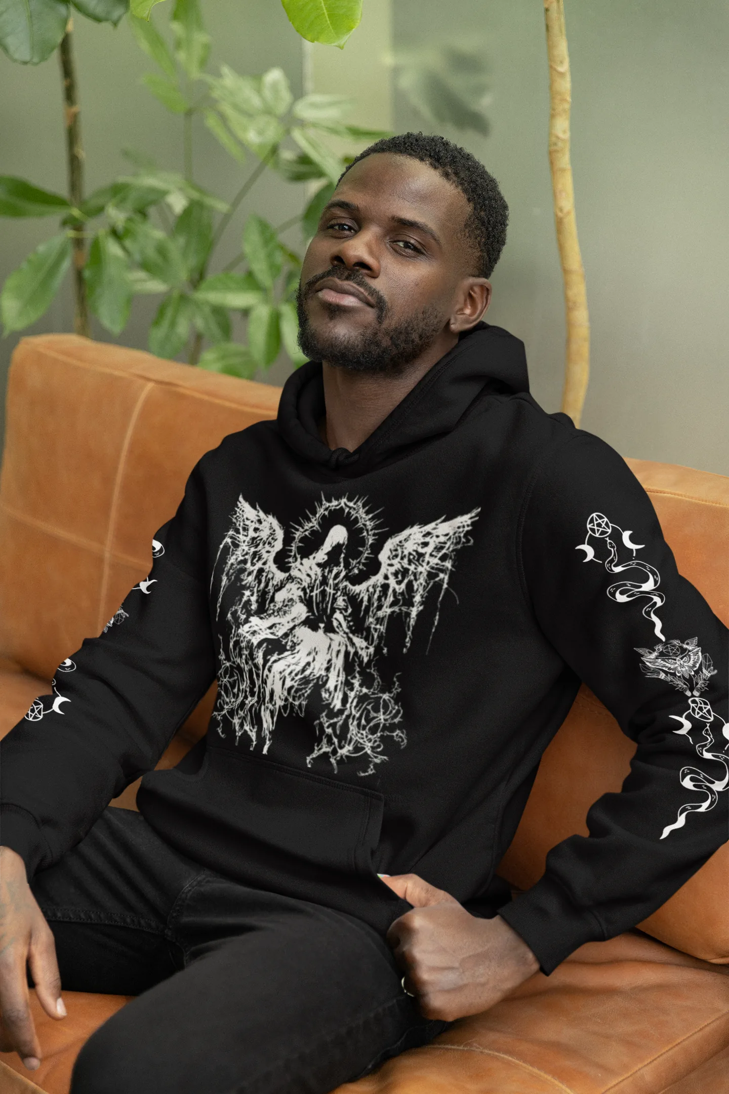 Oversized Sleeve Gothic Angel Heart N Demon Hoodie 400 GSM Premium cotton | Dripsquadx