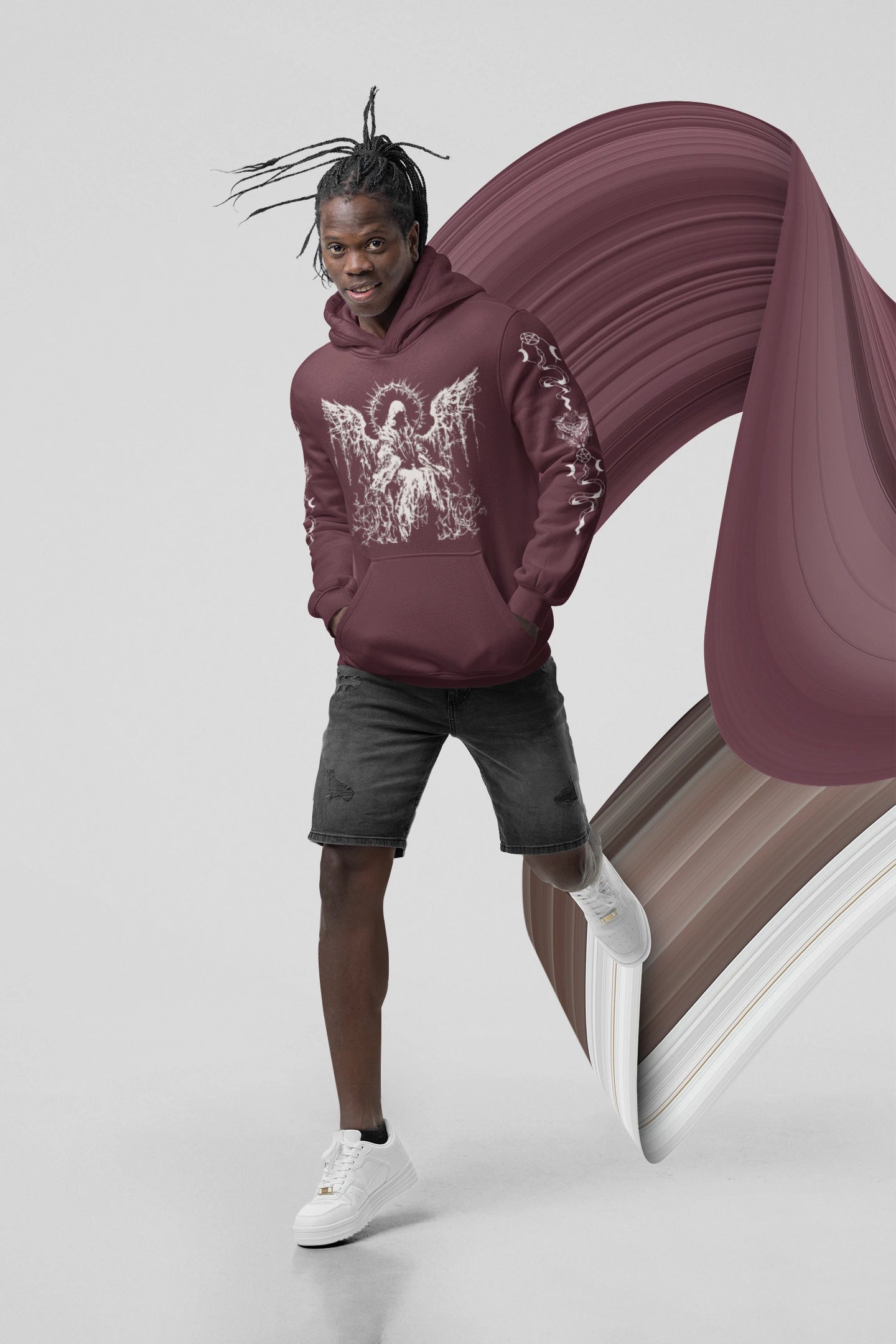 Oversized Sleeve Gothic Angel Heart N Demon Hoodie 400 GSM Premium cotton | Dripsquadx