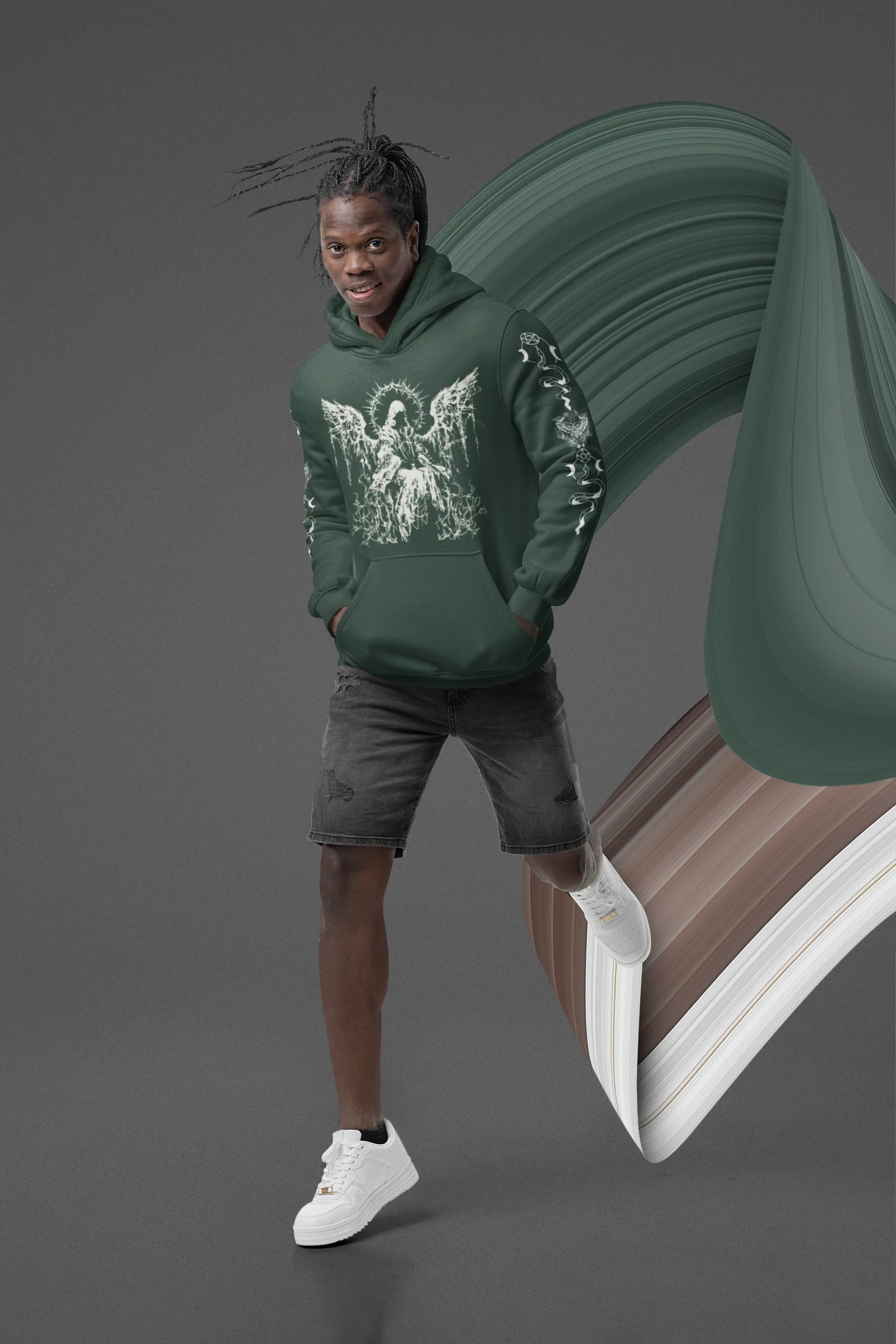 Oversized Sleeve Gothic Angel Heart N Demon Hoodie 400 GSM Premium cotton | Dripsquadx
