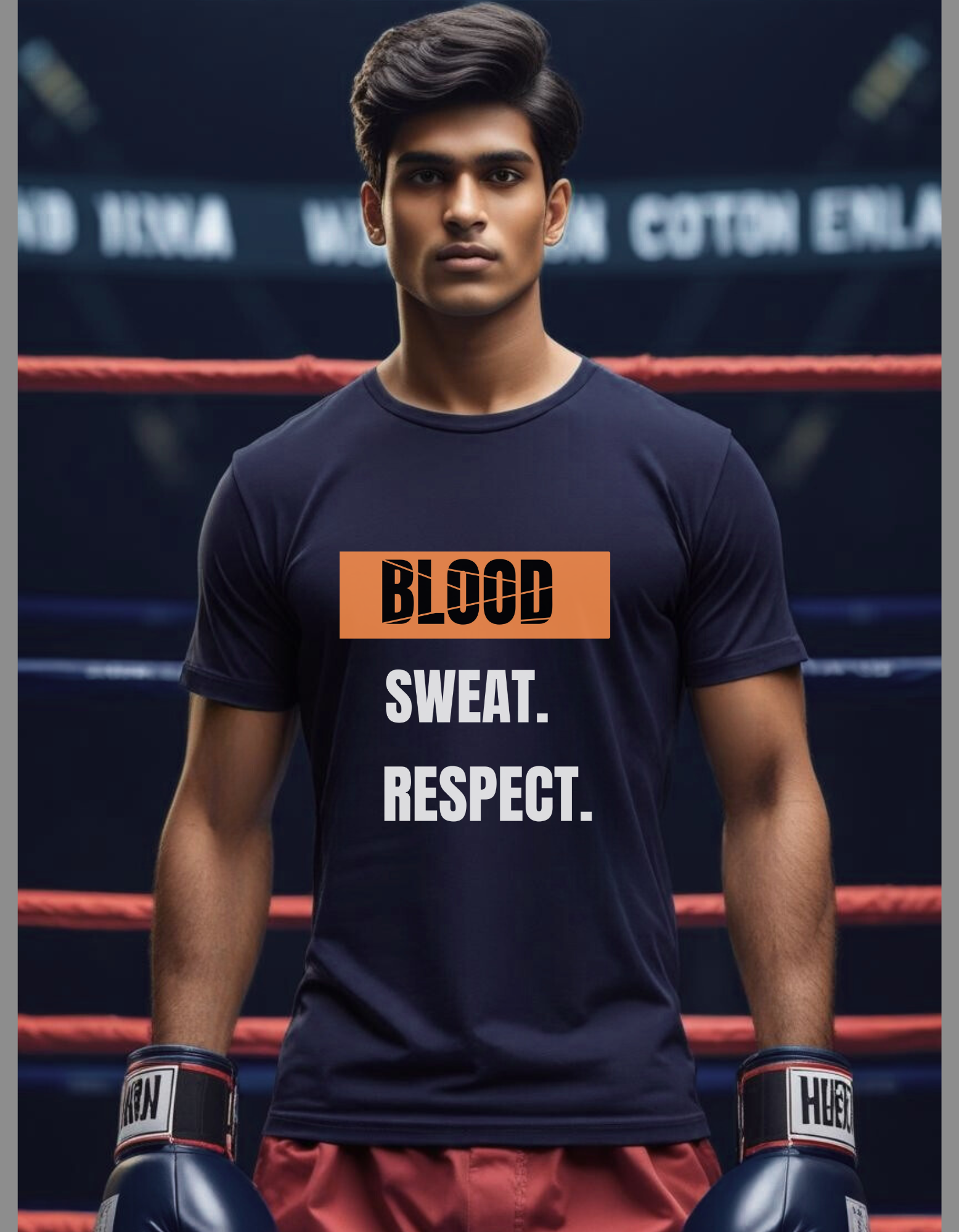 Cotton Stretch Blood Sweat T-shirt Navy Blue Unisex Premium cotton | Dripsquadx