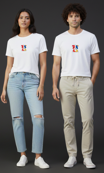 क्लियरेंस - यूनिसेक्स पप सुपीमा सफेद टी-शर्ट