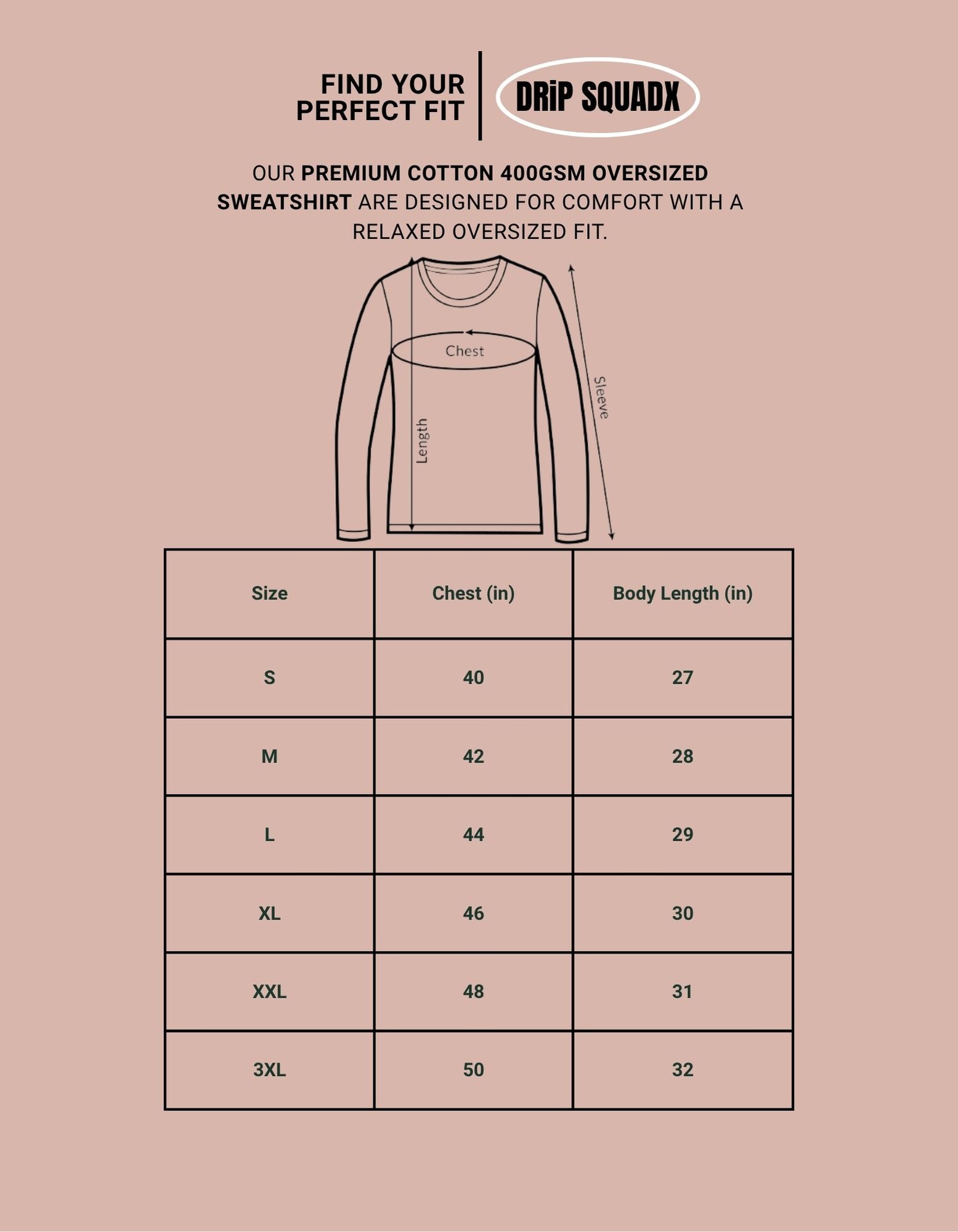 Drip SquadX Eternal Strength Dragon Oversize Sweatshirt | 400 GSM Heavyweight Fleece | Streetwear